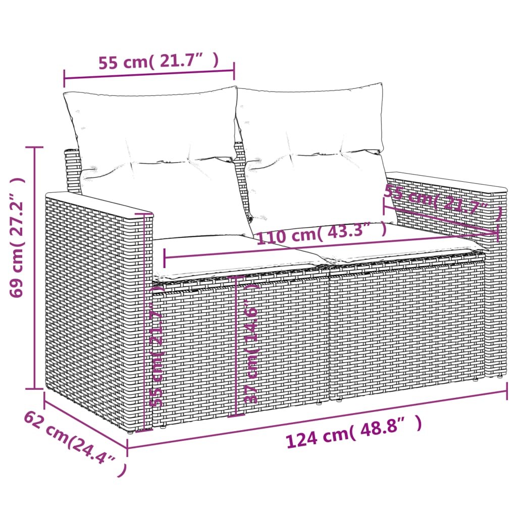 6-Delige Loungeset Met Kussens Poly Rattan Zwart