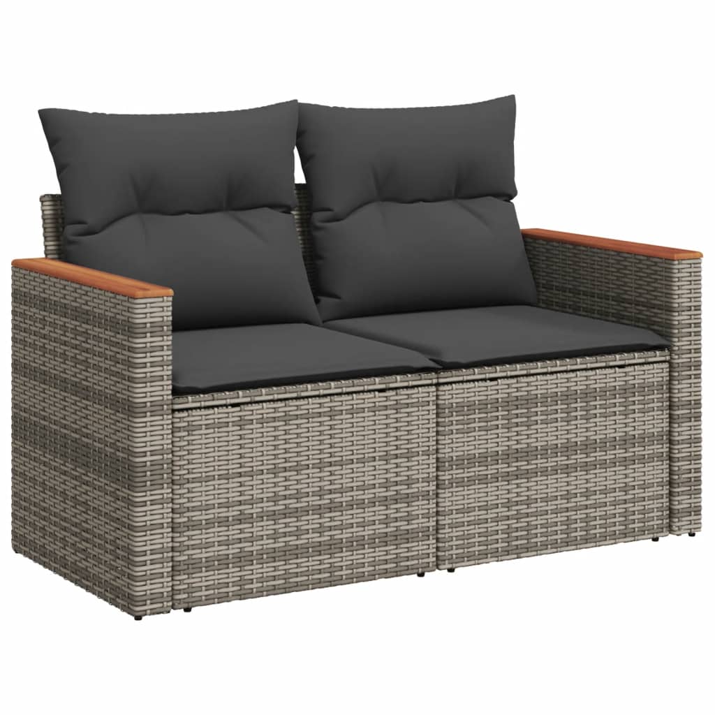 6-Delige Loungeset Met Kussens Poly Rattan Grijs