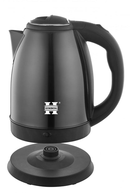 Herzberg HG-5011BLK: 1,8L 1500W Roestvrijstalen Waterkoker - Zwart